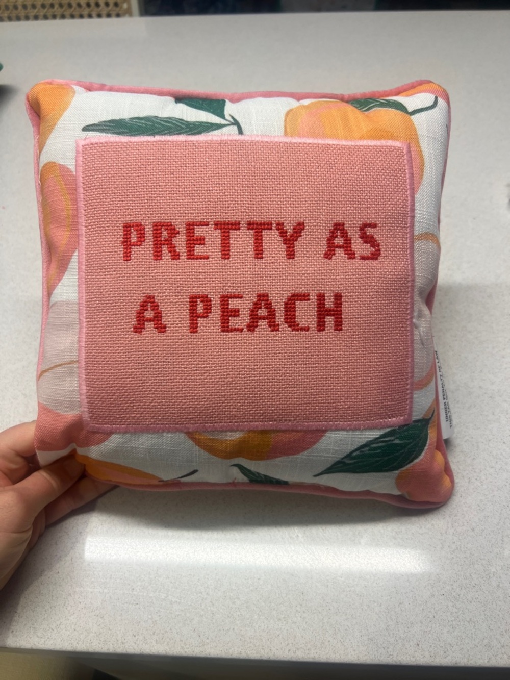 Pretty As A Peach Embroidered Decorativee Pillow - Pink & Peach
